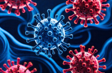 Mutating virus concept and new coronavirus variant outbreak or covid-19 viral cell mutation and influenza background