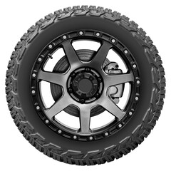 Black wheel on off road tire