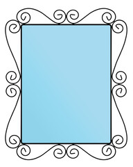 Black curved steel square makeup mirror
