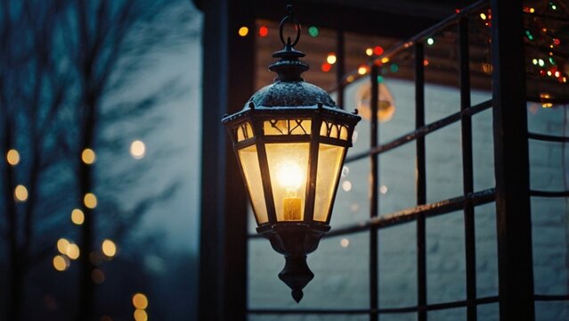 Lamp Light In Winter Night