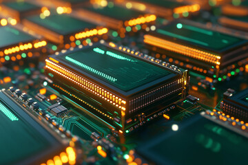 Obraz premium Printed circuit board futuristic server