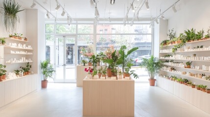 Fototapeta premium Bright and Inviting Plant Store Interior with Lush Greenery and Products