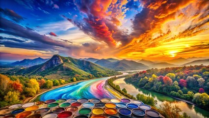Panoramic Watercolor Wash Background: Vibrant Hues & Artistic Texture