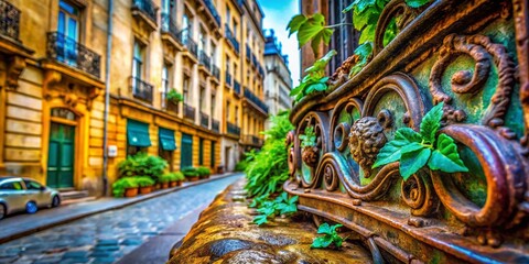 Fototapeta premium Parisian Montparnasse Macro Photography: Close-up Details of Urban Textures