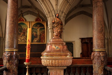 Church of St. Vitus (Kostel svateho Vita) at Cesky Krumlov, a city in the South Bohemia region of...
