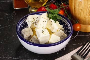 Greek traditional Feta cheese cubes