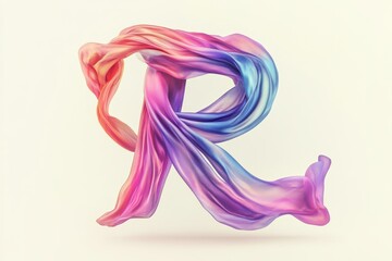 Fototapeta premium A colorful scarf is stretched out to form the letter R