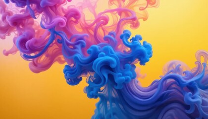 Abstract Colorful Ink Flowing in Water