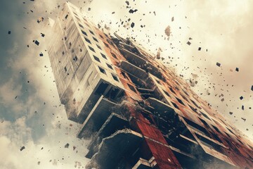 Illustration of a building under construction collapse