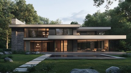 Luxurious modern home featuring innovative architecture, displayed in high-resolution imagery
