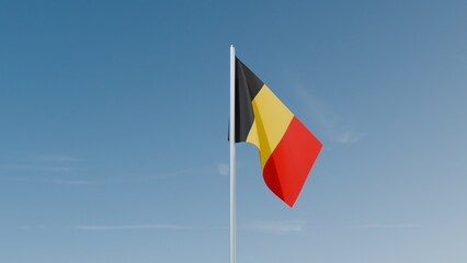 Belgium flag on blue sky 3d illustration image