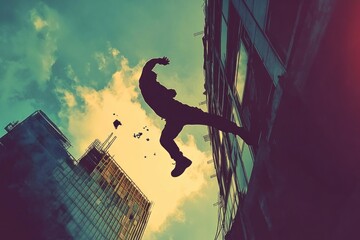 Illustration of a worker falling from a building