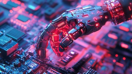Robotic Hand Interacting With Advanced Circuitry Technology