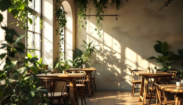 A welcoming cafe with tables and chairs situated in front of large windows, ideal for savoring a meal