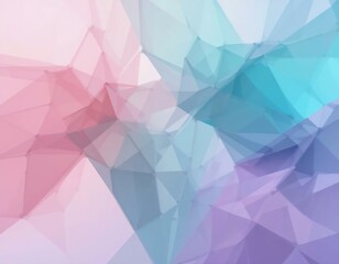 Obraz premium An abstract geometric pattern with overlapping translucent shapes in pastel hues of pink, teal, and lavender, creating a modern and sophisticated design.