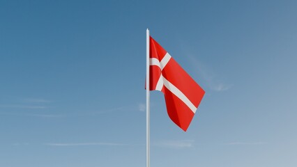 Denmark flag on blue sky 3d illustration image