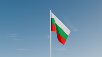 Bulgaria flag on blue sky 3d illustration image
