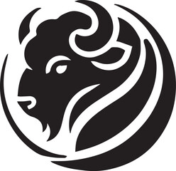 A modern bison head silhouette with smooth curves © MstSumi
