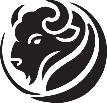 A modern bison head silhouette with smooth curves