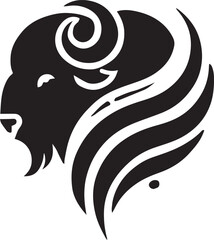 A modern bison head silhouette with smooth curves