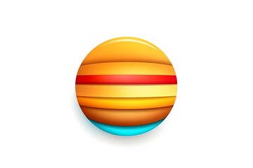 Abstract colorful sphere with layered stripes and shadow.