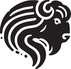 A modern bison head silhouette with smooth curves