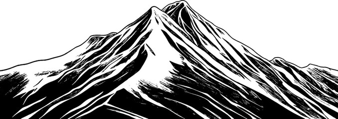 Obraz premium Vintage woodcut illustration capturing the majesty of a snow-capped mountain peak