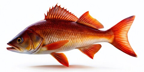 Fototapeta premium Raw Redfish Silhouette, Isolated White Background - Seafood Stock Photo