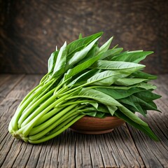 Natural Freshness of Water Spinach Bundles