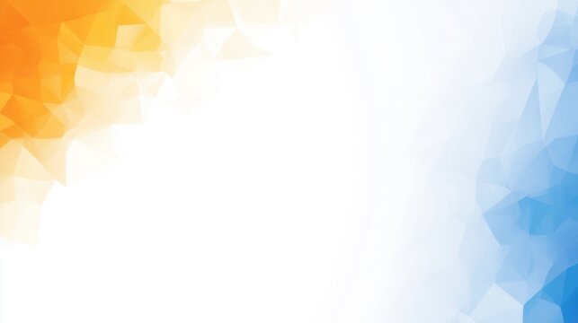 Abstract geometric background with orange and blue triangles.