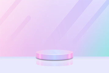 3D empty podium to show beauty items. with soft and luminous color gradations