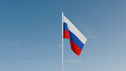 Russia flag on blue sky 3d illustration image