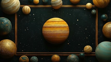 Space Planets. Solar system planets arrangement with Jupiter in space