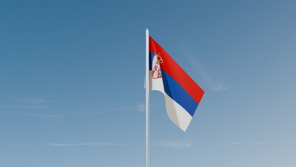 Serbia flag on blue sky 3d illustration image