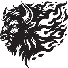 A roaring bison head silhouette © MstSumi