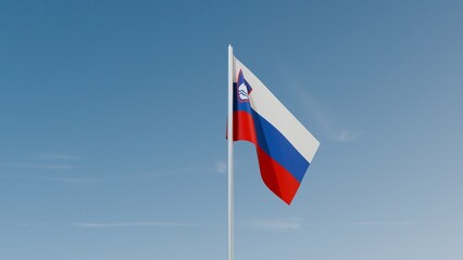 Slovenia flag on blue sky 3d illustration image