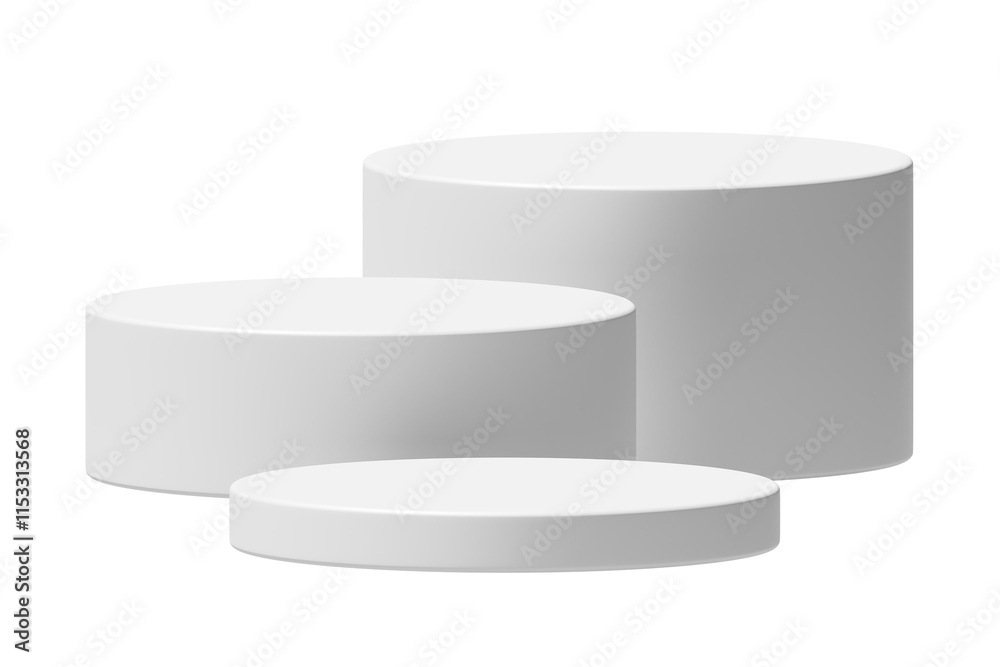 Poster png white podium isolated on transparent background. empty product presentation pedestal display sta