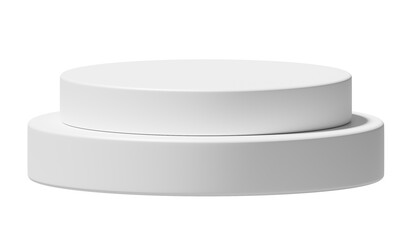 PNG White podium isolated on transparent background. Empty product presentation pedestal display stand.