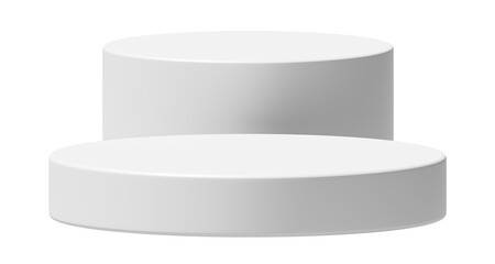 PNG White podium isolated on transparent background. Empty product presentation pedestal display stand.
