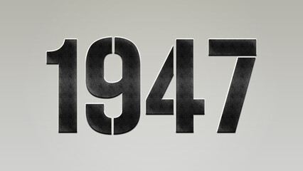 3D Bold metal number 1947 on silver background.	