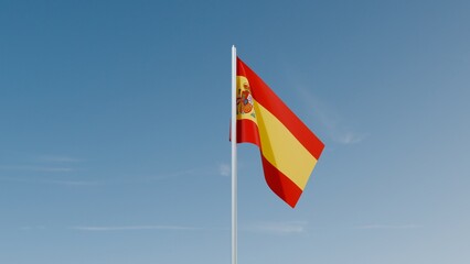 Spain flag on blue sky 3d illustration image