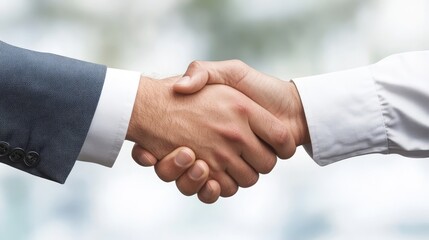 Business meeting handshake between colleagues in office professional environment