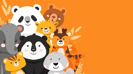 Fototapeta premium A group of cartoon animals.