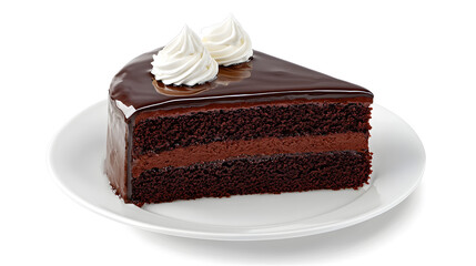 Delicious Austrian Sachertorte Chocolate Cake Slice on White Plate