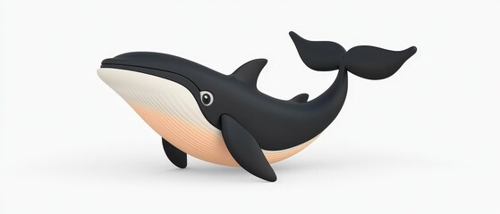 Fototapeta premium Adorable Cartoon Whale 3D Render Ocean Animal Marine Life Clipart