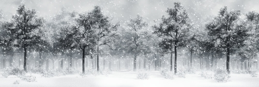 Snow-Covered Forest in Winter Serenity
