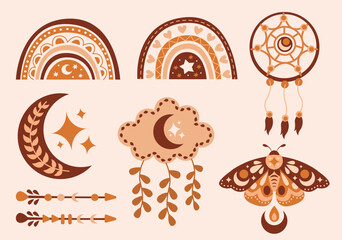 Set of boho shape elements collection vector illustration