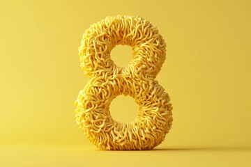 The number 8 is made out of spaghetti noodles