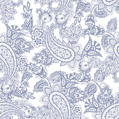 Vintage floral background. Damask paisley seamless vector pattern
