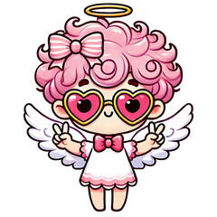 Fototapeta premium Funny Retro Cute Cupid Valentine Day